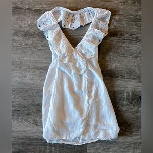 Free People halter wrap dress linen cotton Eyelet Mini Dress White Size XS